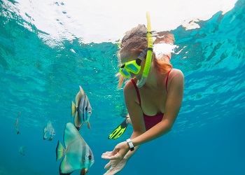 PCB Women Snorkeling with Fish